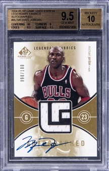 2004-05 UD SP Game Used "Legendary Fabrics" Autographed #MJ Michael Jordan Signed Game Used Jersey Card (#090/100) – BGS GEM MINT 9.5/BGS 10
